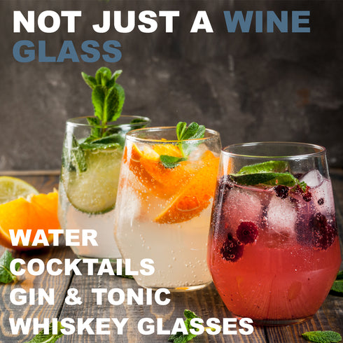 Stemless Wine Glasses Set of 6